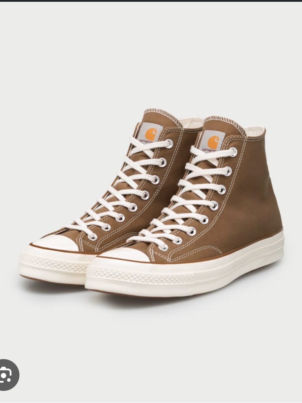 Carhartt Brown High-Top Canvas Sneakers with White Sole